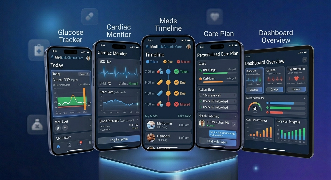 Chronic Disease Management — diabetes and cardiac patient monitoring platform