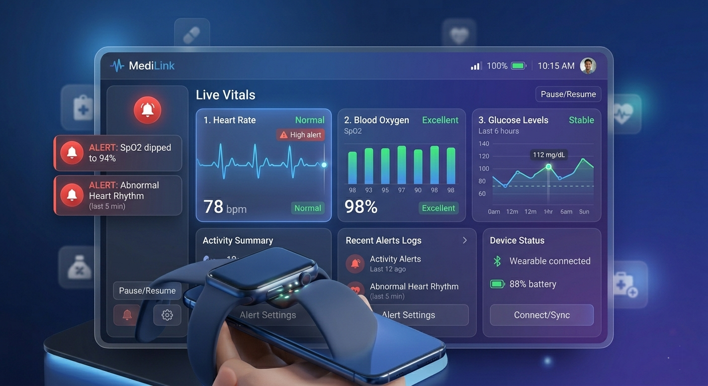 Remote Patient Monitoring — real-time health data tracking dashboard